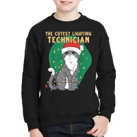 Cute Lighting Technician Cat Lover Christmas Kitten Cat Xmas Youth Sweatshirt | Artistshot