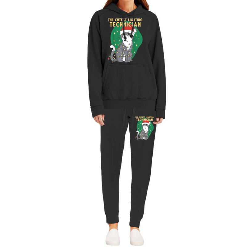 Cute Lighting Technician Cat Lover Christmas Kitten Cat Xmas Hoodie & Jogger set by Posh | Artistshot