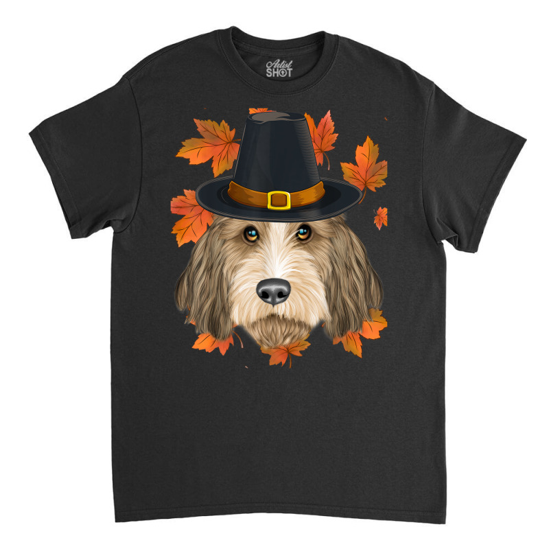 Fall Petit Basset Griffon Vendeen Pilgrim Thanksgiving Classic T-shirt by Clinical | Artistshot