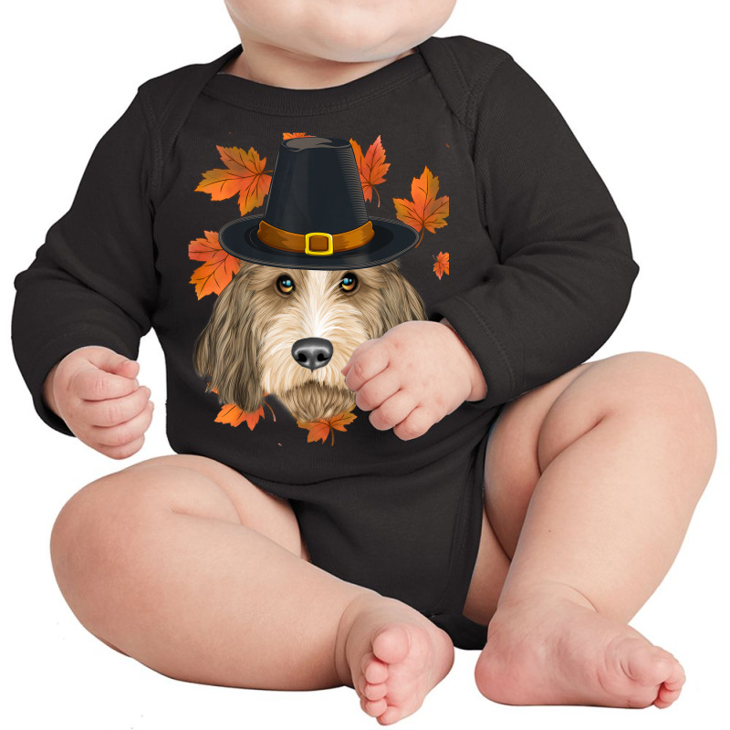 Fall Petit Basset Griffon Vendeen Pilgrim Thanksgiving Long Sleeve Baby Bodysuit by Clinical | Artistshot