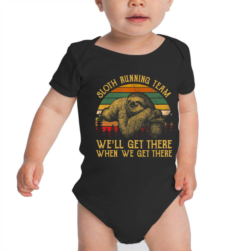 Vintage Sloth Running Team We'll Get There, Sloth Baby Bodysuit by cm-arts | Artistshot