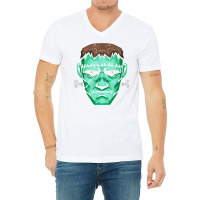 Green Frankenstein Monster Halloween T Shirt V-neck Tee | Artistshot