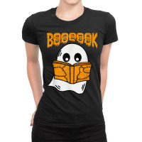 Retro Cute Ghost Reading A Book Teacher School Funny Ladies Fitted T-shirt | Artistshot