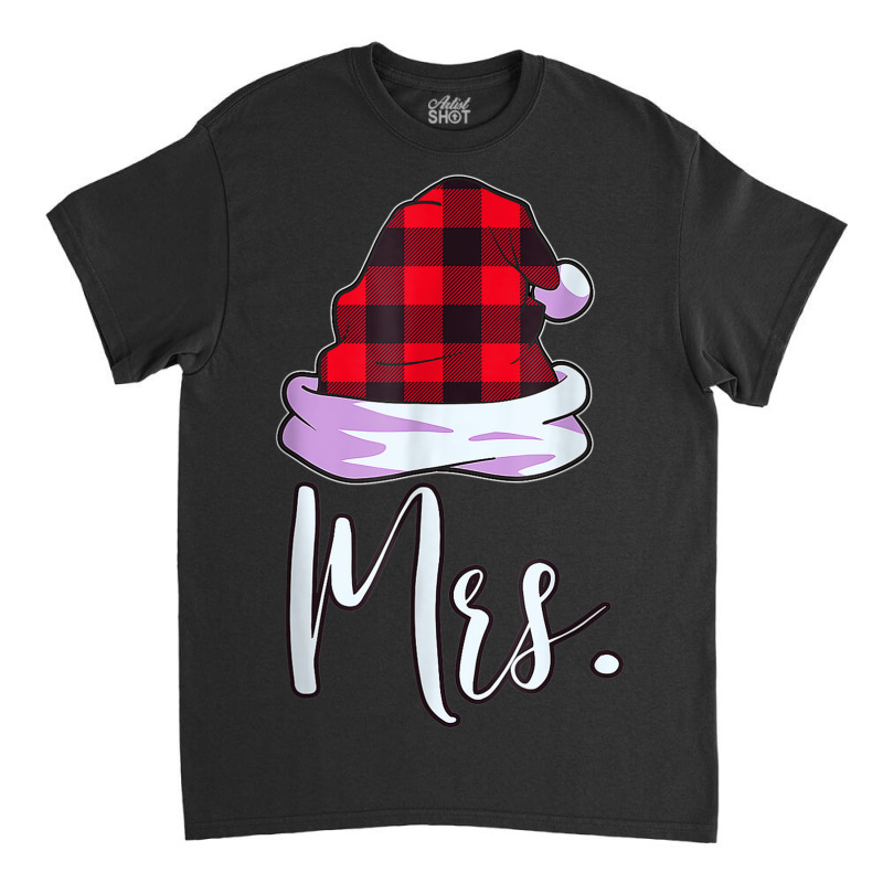 Santa Couples Matching Christmas Pjs For Couples Red Plaid Classic T-shirt | Artistshot