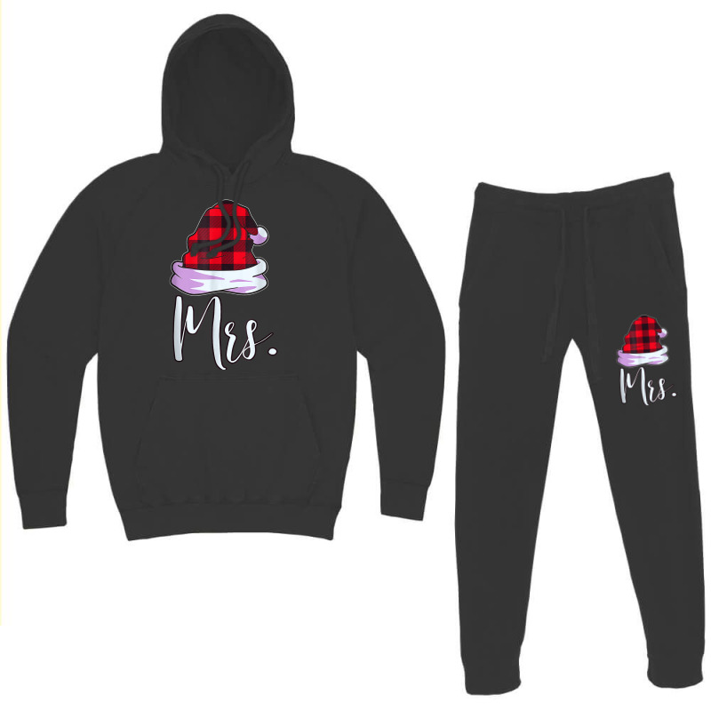 Santa Couples Matching Christmas Pjs For Couples Red Plaid Hoodie & Jogger Set | Artistshot