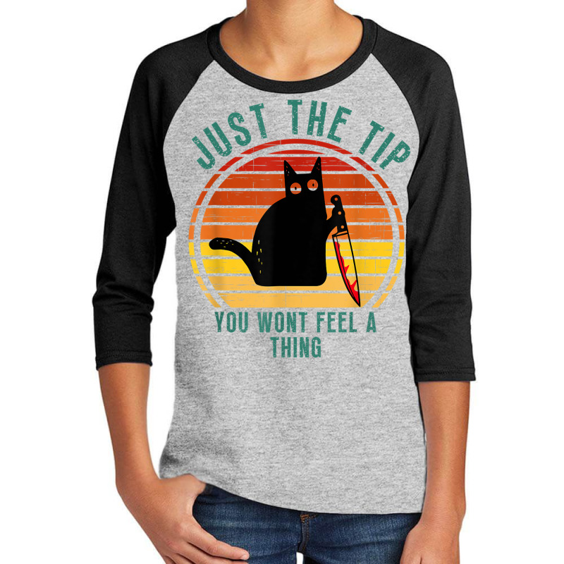 Funny Cute Creepy Cat Just The Tip Halloween What Cat Knife Youth 3/4 Sleeve | Artistshot