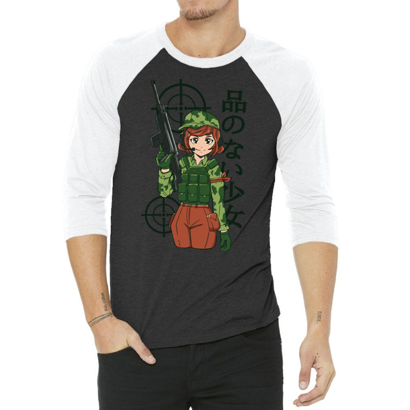 Anime Soldier Girl 3/4 Sleeve Shirt | Artistshot