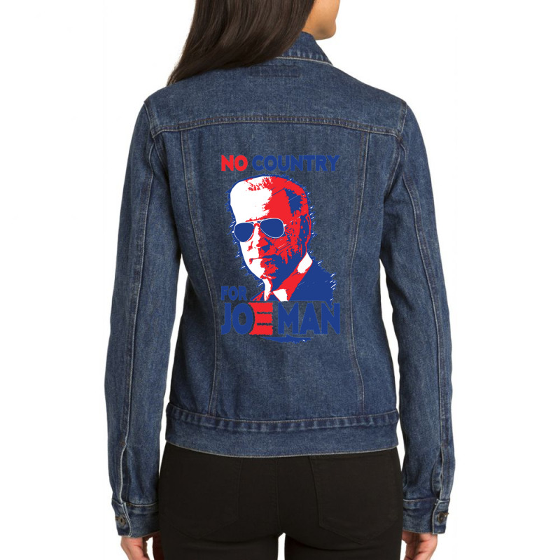 No Country For Job Biden Ladies Denim Jacket by cm-arts | Artistshot