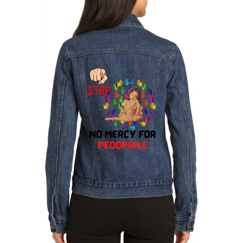 No Mercy For Pedophile,  Pedophile, Stop Ladies Denim Jacket by cm-arts | Artistshot