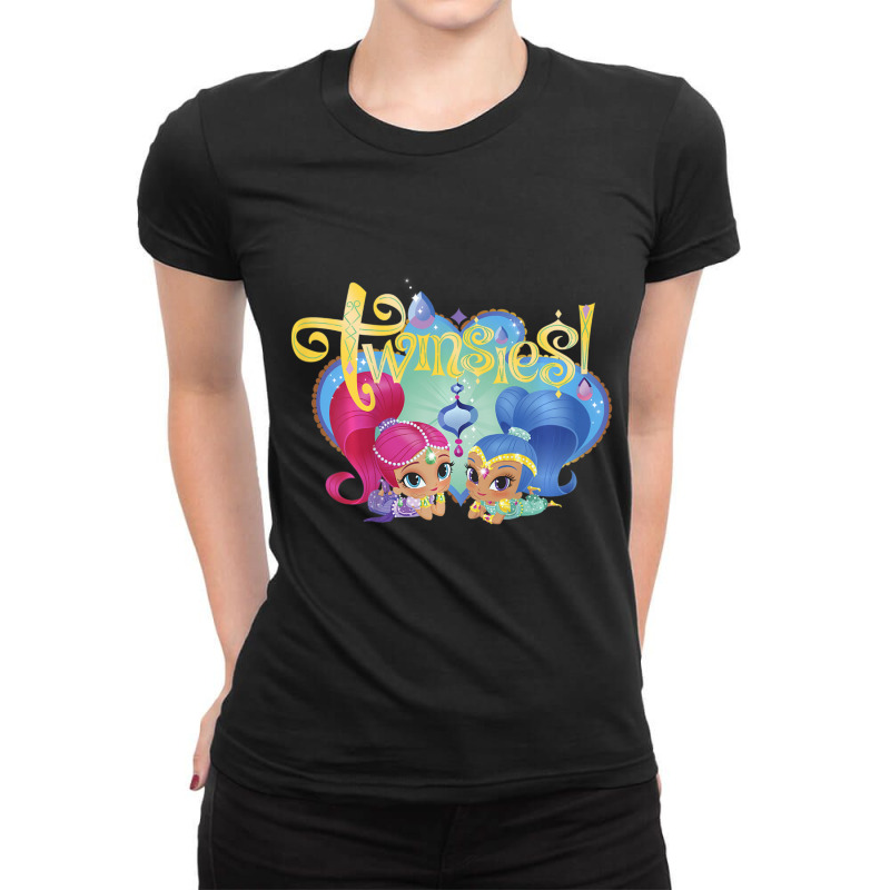 Kids Shimmer And Shine Twinsies Framed Portrait Ladies Fitted T-shirt | Artistshot