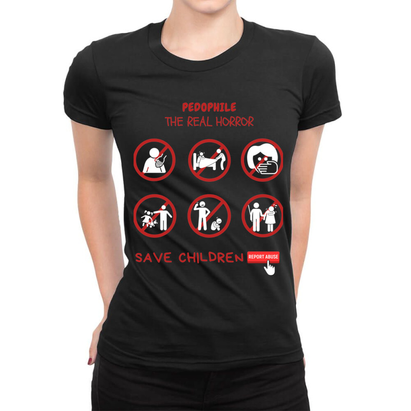 Pedophile Abuse - Save Children Awareness- Report Abuse Ladies Fitted T-Shirt by cm-arts | Artistshot