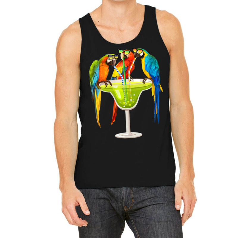 Womens Parrots Drinking Margarita On Summer Vacation Birds V-neck Tank Top by cm-arts | Artistshot