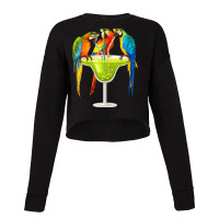 Womens Parrots Drinking Margarita On Summer Vacation Birds V-neck Cropped Sweater | Artistshot