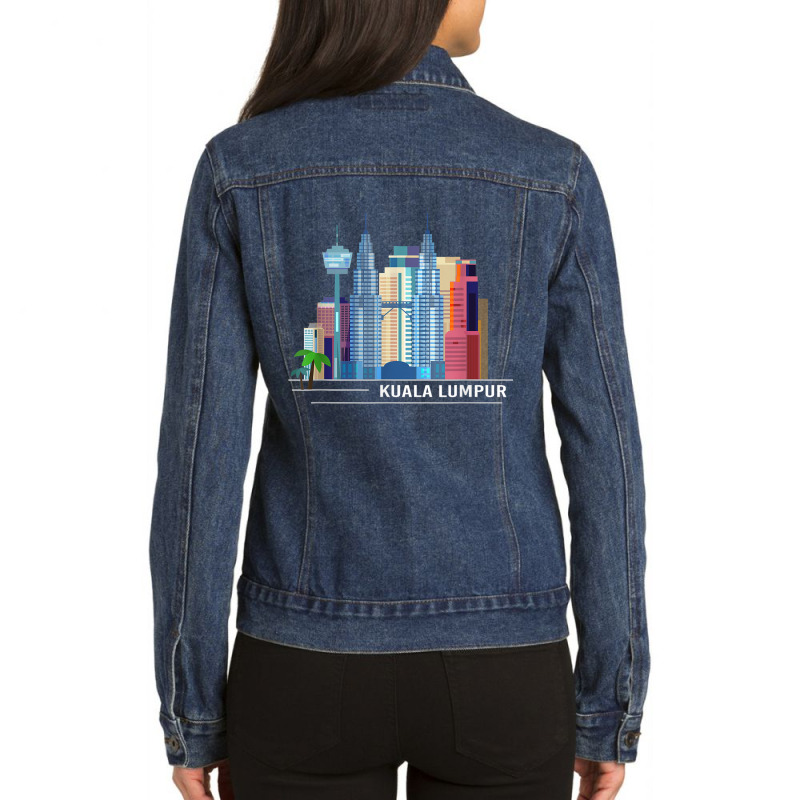 Malaysian Flag Travel Asia Kuala Lumpur Malaysia T Shirt Ladies Denim Jacket by cm-arts | Artistshot