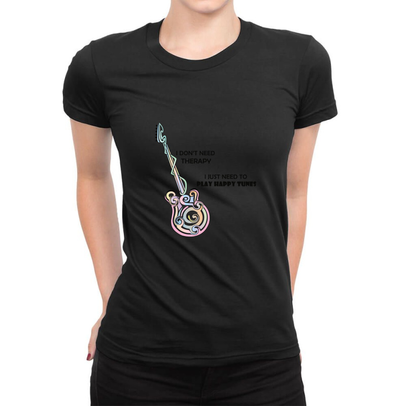 Guitar Strings Happy Tunes Guitarist Ladies Fitted T-Shirt by DavidJones | Artistshot