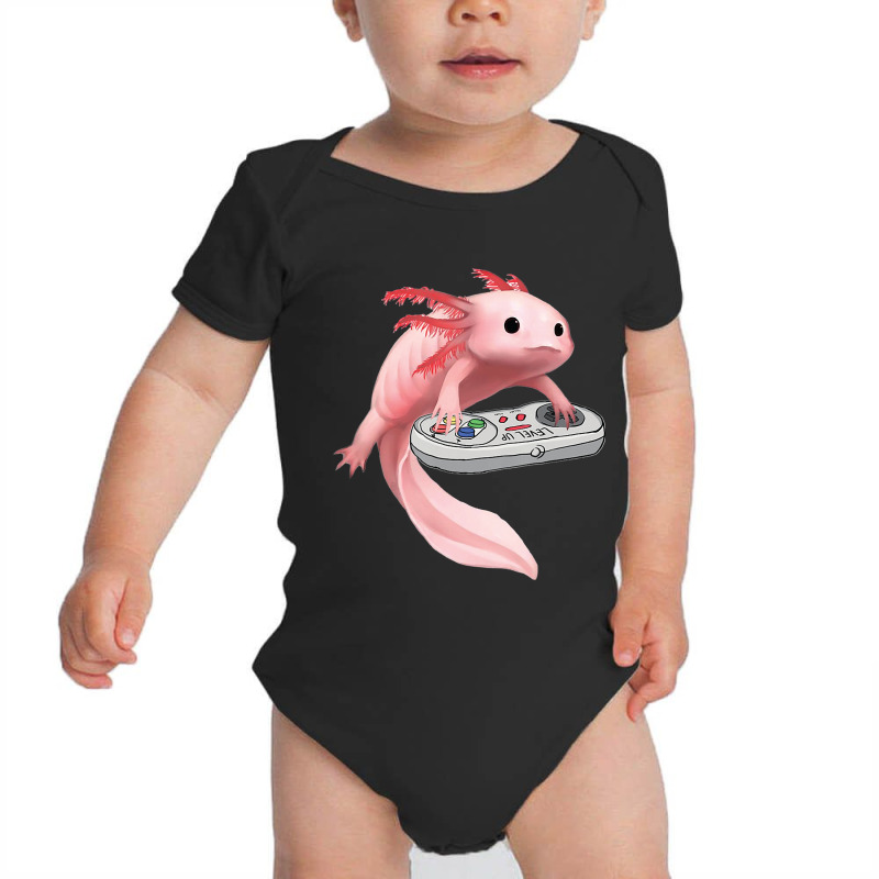 Axolotl Fish Playing Video Game Games-o-lot White Axolotl Lizard Kawai Baby Bodysuit by Min03 | Artistshot