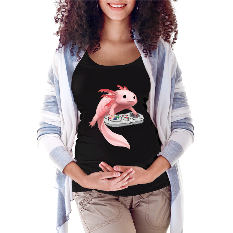 Axolotl Fish Playing Video Game Games-o-lot White Axolotl Lizard Kawai Maternity Scoop Neck T-shirt by Min03 | Artistshot