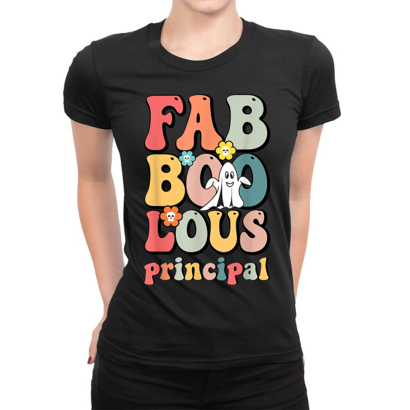 Fab Boo Lous Principal School Principal Groovy Halloween Ladies Fitted T-Shirt by Clinical | Artistshot