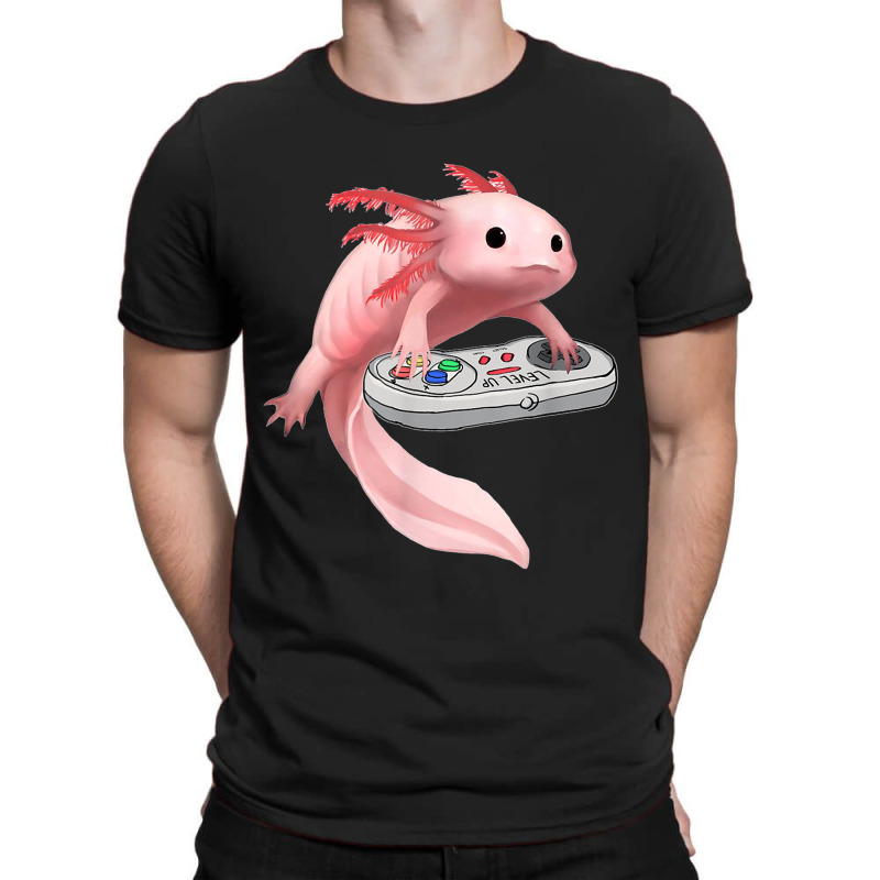 Axolotl Fish Playing Video Game-ldxdk T-Shirt by Min03 | Artistshot