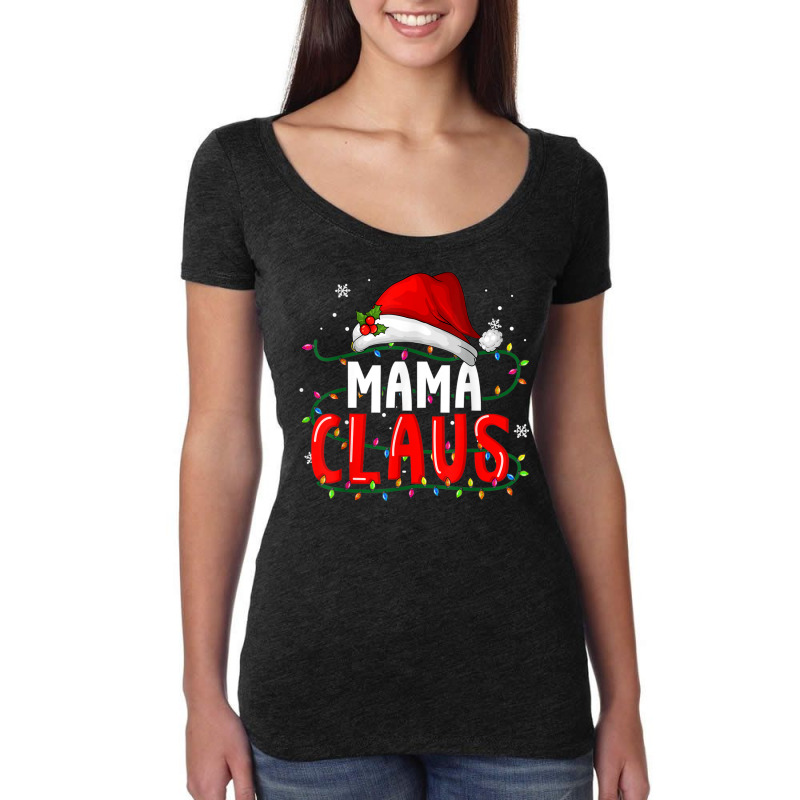 Mama Claus Shirt Christmas Lights Pajama Family Matching Women's Triblend Scoop T-shirt by Posh | Artistshot