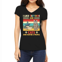 Cat T  Shirt Tattoos Cat Shirt I Like Tattoos And Cats Shirt Maybe 3 P Women's V-neck T-shirt | Artistshot