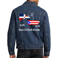 Half Puerto Rican Half Dominican Flag Map Combined Pr Rd Long Sleeve T Men Denim Jacket | Artistshot