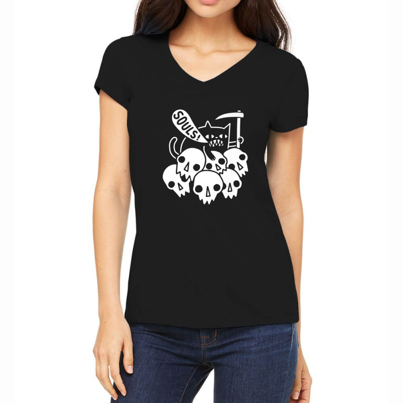 Cat Got Your Soul Cute Simple Cartoon Women's V-Neck T-Shirt by cm-arts | Artistshot