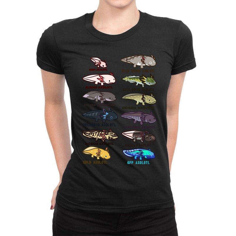 Axolotl Morphs And Colors Ladies Fitted T-Shirt by Min03 | Artistshot