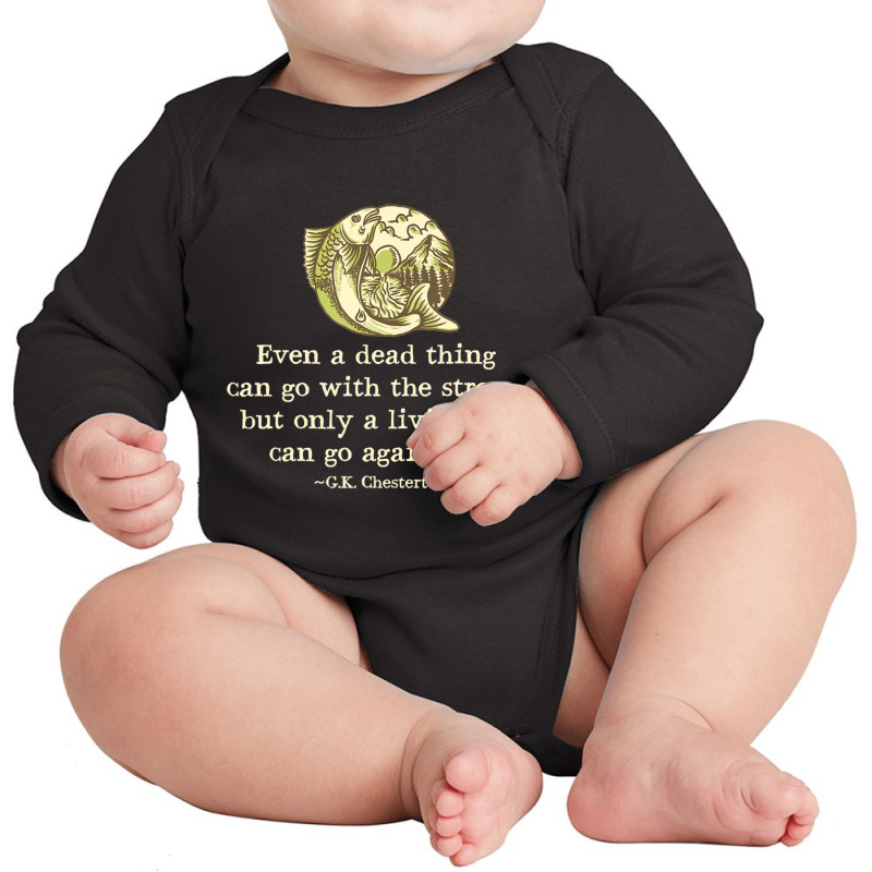 Gk Chesterton Quote Catholic Humor Fishing Men Stream Long Sleeve Baby Bodysuit by cm-arts | Artistshot