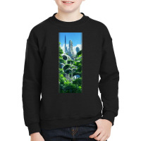 Solarpunk Futuristic City Abandoned Overgrown Halloween Youth Sweatshirt | Artistshot