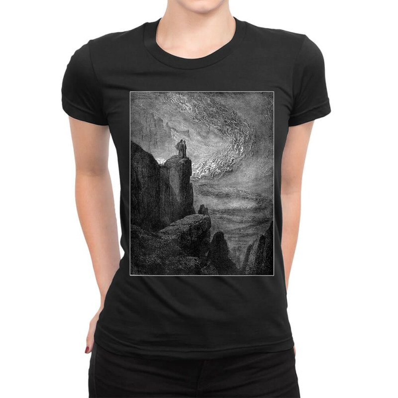 Dante’s Inferno “the Stormy Blast Of Hell” Gustave Doré Ladies Fitted T-Shirt by Color | Artistshot