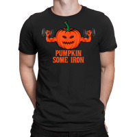 Pumpkin Some Iron Gym Workout Men Women Funny Halloween T-shirt | Artistshot