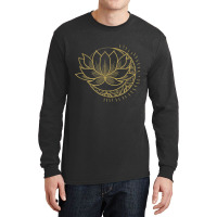 Minimal Crescent Moon Lotus Flower Space Yoga Meditation Art T Shirt Long Sleeve Shirts | Artistshot