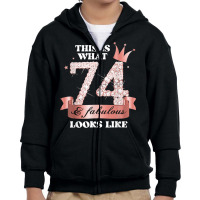 74 & Fabulous I Black Peach Party Group Candid Photo Outfit Youth Zipper Hoodie | Artistshot