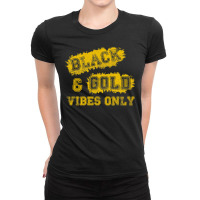 High School Football Black Gold Game Day Group Ladies Fitted T-shirt | Artistshot