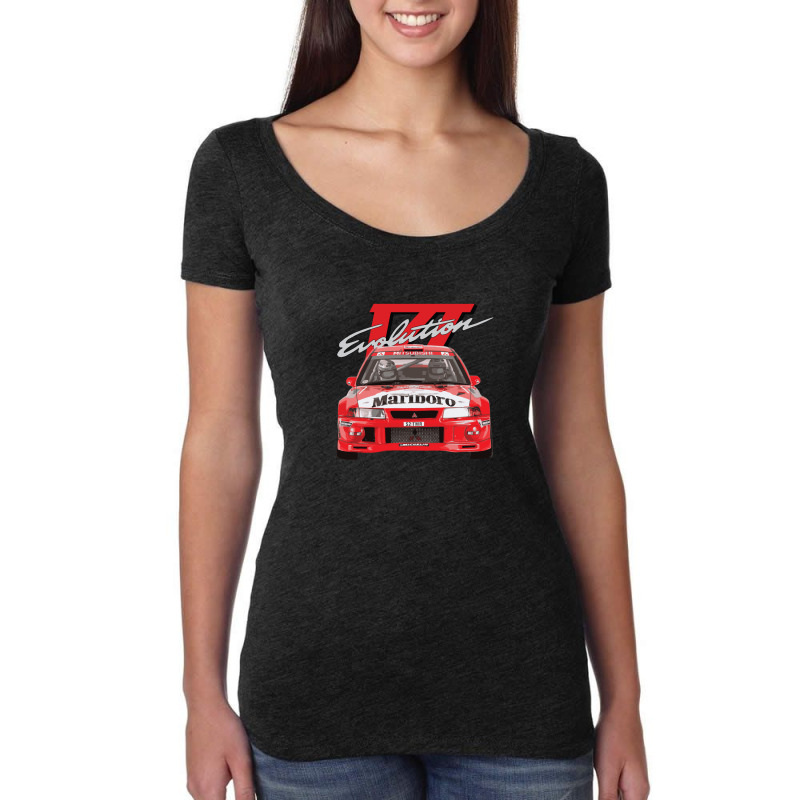 Evo 6 Vi Tme Wrc Ralliart Mitsubish Evolution Enkei Tommi Mäkinen Women's Triblend Scoop T-shirt by JoniSprout | Artistshot