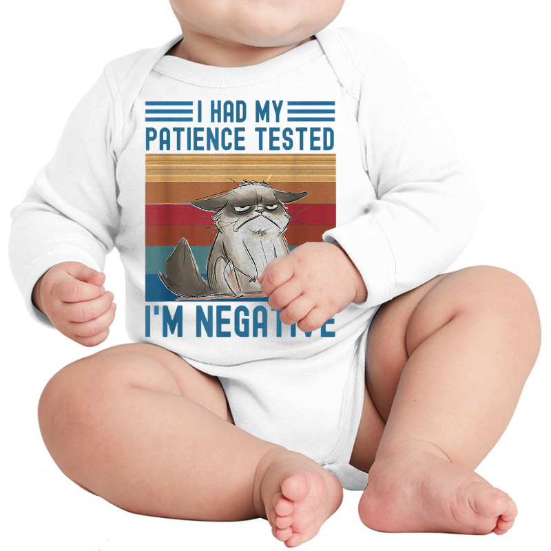 I Had My Patience Tested I Am Cat Negative Funny Vintage T Shirt Long Sleeve Baby Bodysuit by cm-arts | Artistshot