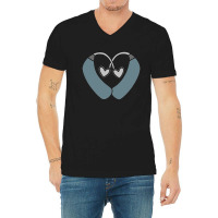 Blue Gray Hearing Aid Heart V-neck Tee | Artistshot