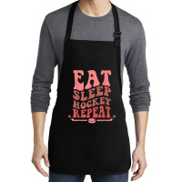 Eat Sleep Hockey Repeat Wavy Stacked Funny Ice Hockey T Shirt Medium-length Apron | Artistshot