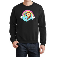 Narwhal Cute Whale With Monkey Ocean Unicorn Crewneck Sweatshirt | Artistshot