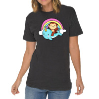 Narwhal Cute Whale With Monkey Ocean Unicorn Vintage T-shirt | Artistshot