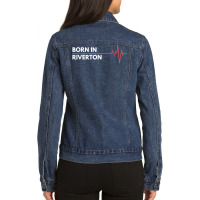 Born In Riverton Utah City Of Birth Hometown T Shirt Ladies Denim Jacket | Artistshot