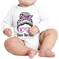 Awareness Shirts Women Back The Pink Messy Bun Long Sleeve Baby Bodysuit | Artistshot