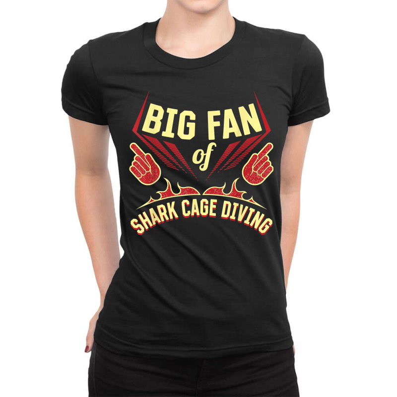 Big Fan Of Shark Cage Diving Sports Player Games Athlete T Shirt Ladies Fitted T-Shirt by cm-arts | Artistshot