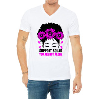 Awareness Support Squad Messy Bun Pink Warrior V-neck Tee | Artistshot