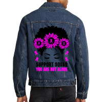 Awareness Support Squad Messy Bun Pink Warrior Men Denim Jacket | Artistshot