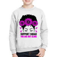 Awareness Support Squad Messy Bun Pink Warrior Youth Sweatshirt | Artistshot