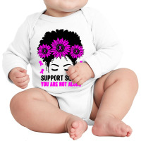 Awareness Support Squad Messy Bun Pink Warrior Long Sleeve Baby Bodysuit | Artistshot