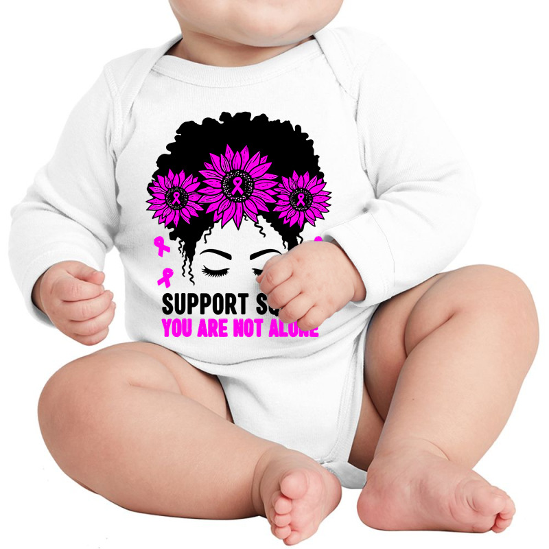 Awareness Support Squad Messy Bun Pink Warrior Long Sleeve Baby Bodysuit | Artistshot