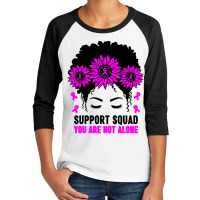 Awareness Support Squad Messy Bun Pink Warrior Youth 3/4 Sleeve | Artistshot